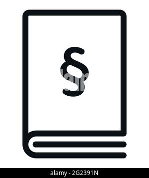 Livre avec grand symbole de paragraphe Line art vecteur icône d'illustration pour le tribunal et la justice Illustration de Vecteur