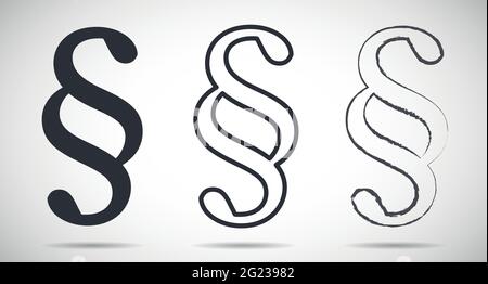 Trois icônes de paragraphe différentes pour les symboles vectoriels de loi et d'ordre Illustration de Vecteur