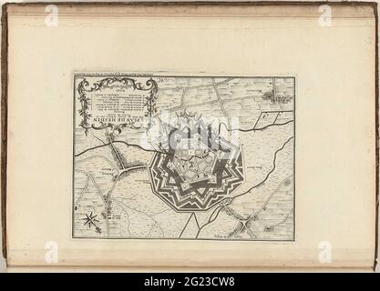 Carte de Hesdin, 1711; le Plan de Hesdin. Carte de Hesdin, 1711. En bas à droite, la légende A-p. Partie d'une collection groupée de plans de batailles et de villes célèbres dans la guerre de succession espagnole. Banque D'Images