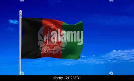 Drapeau national de la République islamique d'Afghanistan, agitant dans le vent. Rendu 3d, CGI Banque D'Images