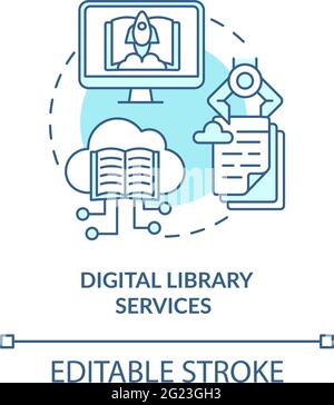 Icône de concept de services de bibliothèque numérique Illustration de Vecteur