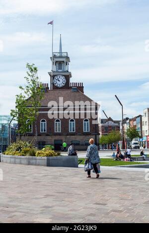 Une scène de rue à High Street, Stockton on Tees, Angleterre, Royaume-Uni Banque D'Images