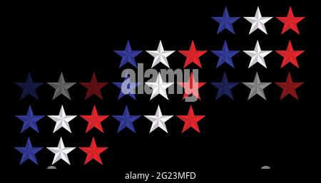 Image générée numériquement de plusieurs étoiles colorées sur fond noir Banque D'Images