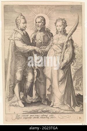 Mariage de l'amour spirituel fermé par le Christ; différents types de mariages. Le Christ relie un homme et une femme, qui symbolisent l'amour mental comme un couple, dans la vie réelle. Banque D'Images