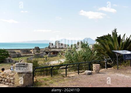 Tunis, Tunisie. 08 juin 2021. Vue sur le site archéologique de Carthage dans la capitale Tunis.le Directeur général de l'UNESCO Audrey Azoulay visite du site archéologique de Carthage en compagnie de Habib Ammar, Ministre tunisien du Tourisme et Ministre par intérim des Affaires culturelles, et de l'Ambassadeur Ghazi Gherairi. (Photo de Jdidi Wassim/SOPA Images/Sipa USA) crédit: SIPA USA/Alay Live News Banque D'Images