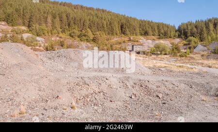Vue aérienne de la mine de plomb de Nant y Bai, Rhandirmwyn, pays de Galles, Royaume-Uni Banque D'Images