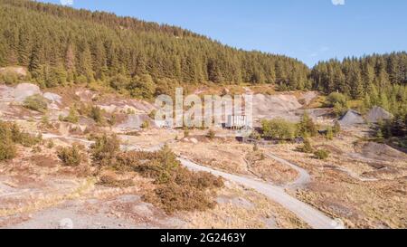 Vue aérienne de la mine de plomb de Nant y Bai, Rhandirmwyn, pays de Galles, Royaume-Uni Banque D'Images