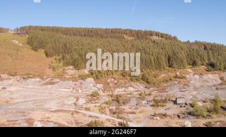 Vue aérienne de la mine de plomb de Nant y Bai, Rhandirmwyn, pays de Galles, Royaume-Uni Banque D'Images