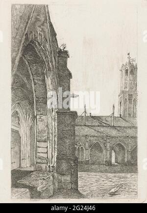 Partie d'un monastère au Dom van Utrecht. Vue sur un monastère avec liens partie d'une entrée à un monastère au Dom van Utrecht. Banque D'Images