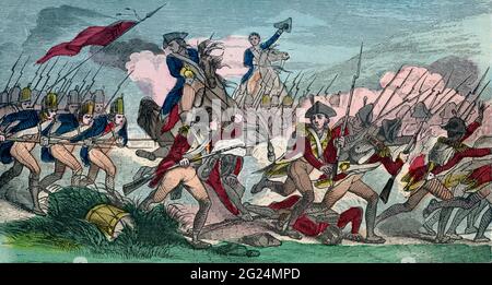La bataille de Monmouth, alias la bataille de Monmouth court House, le 28 juin 1778, pendant la guerre révolutionnaire américaine. D'une histoire illuminée de l'Amérique du Nord, de la période la plus ancienne à l'heure actuelle, publié en 1860. Banque D'Images