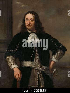 Portrait d'un officier naval, probablement le vice-amiral Aert van Nes (1626-1693). Portrait d'un officier de mer, probablement vice-amiral Aert van Nes (1626-1693), debout, trois quarts à gauche, a laissé en arrière-plan une colonnade. Banque D'Images