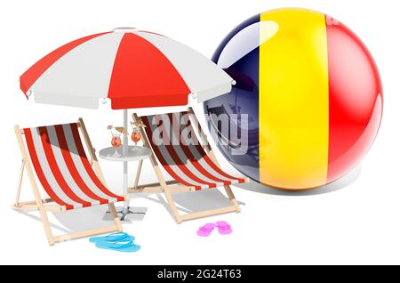 Romanian Resorts, Romania Vacation, Tours, Voyage concept. Rendu 3D isolé sur fond blanc Banque D'Images