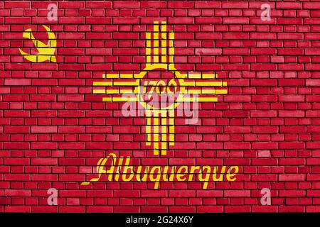 Drapeau d'Albuquerque, Nouveau-Mexique peint sur un mur de briques Banque D'Images