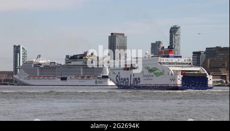 MSC Virtuoso inaugural voyage à liverpool Banque D'Images