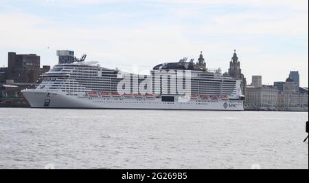 MSC Virtuoso inaugural voyage à liverpool Banque D'Images