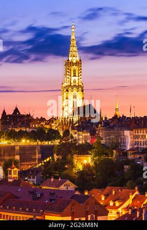 La cathédrale de Berne ou Berner Munster réformé suisse est une cathédrale dans la vieille ville de Berne en Suisse Banque D'Images