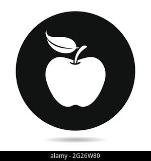 Icône Apple, illustration vectorielle isolée, signe noir et blanc dessiné à la main, symbole. Illustration de Vecteur