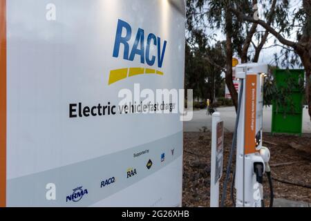 Stations de charge pour véhicules électriques près d'Euroa, Victoria, Australie Banque D'Images