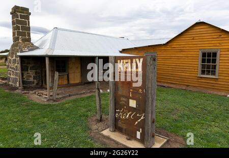 La maison d'enfance du broussailleur Ned Kelly, Beveridge, Victoria, Australie. Banque D'Images