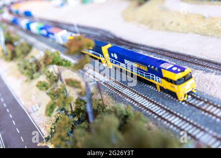 Pacific National trains sur un modèle de chemin de fer Banque D'Images