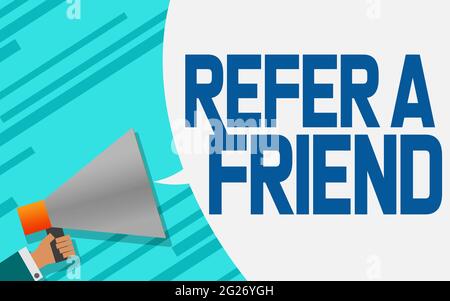 Mégaphone avec bulle de discours de renvoi d'ami, rendu 3D Banque D'Images