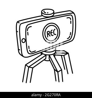 L'enregistrement fait partie de l'ensemble d'icônes vectorielles dessinées à la main des activités de diffusion. Illustration de Vecteur