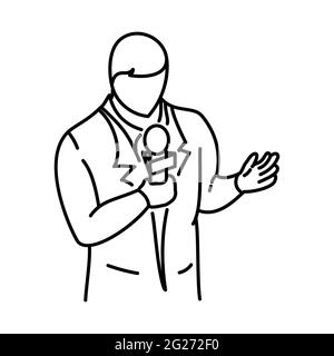 Anchorman fait partie des activités de radiodiffusion jeu d'icônes vectorielles dessinées à la main. Illustration de Vecteur