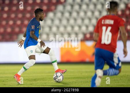 Asunción, Paraguay. 8 juin 2021; Defensores del Chaco Stadium, Asunción, Paraguay; coupe du monde de football 2022 qualificatifs; Paraguay versus Brésil; Fred of Brazil Credit: Action plus Sports Images/Alamy Live News Banque D'Images