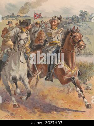 Peinture du raid du général JEB Stuart autour de McClellan en juin 1862. Banque D'Images