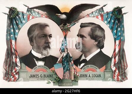 Deux candidats républicains, James G. Blaine et John A. Logan. Banque D'Images