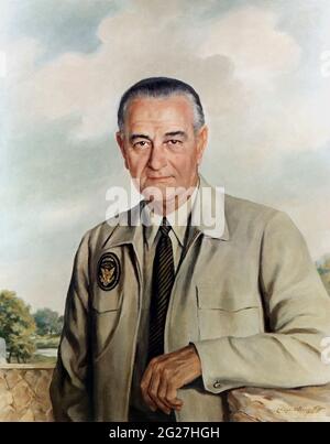 Portrait de l'histoire présidentielle américaine de Lyndon B. Johnson. Banque D'Images