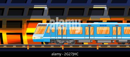 Voiture souterraine détaillée dans le tunnel. Illustration de Vecteur
