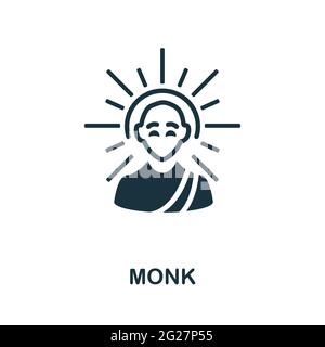 Icône Monk. Élément simple monochrome de la collection fortune Teller. Icône Creative Monk pour la conception Web, les modèles, les infographies et bien plus encore Illustration de Vecteur