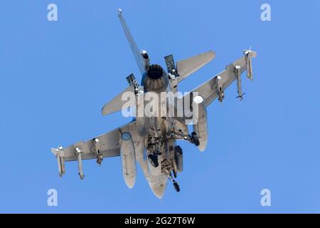 Un faucon de combat F-16A de l'armée de l'air belge. Banque D'Images