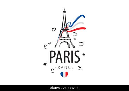 Symbole vectoriel de la Tour Eiffel à Paris dessiné à la main Illustration de Vecteur