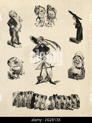 Caricatures humoristiques et grotesques de Gustave Dore, victorienne des années 1860 Banque D'Images