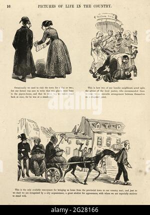 Caricatures humoristiques et grotesques de Gustave Dore, victorienne des années 1860. Photos de la vie dans le pays Banque D'Images