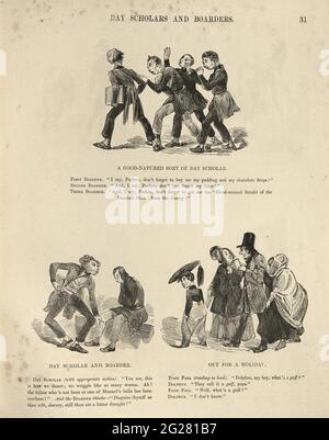 Caricatures humoristiques et grotesques de Gustave Dore, victorienne des années 1860. Spécialistes de la journée et conseils d'administration Banque D'Images