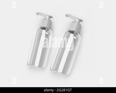 Flacon de pompe de désinfectant 3D Illustration maquette sur fond isolé Banque D'Images