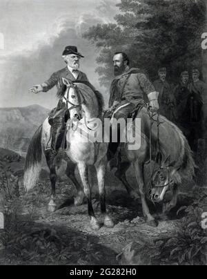 La dernière réunion des généraux Robert E. Lee et Stonewall Jackson, vers 1863. Banque D'Images