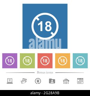 Non autorisé sous 18 icônes blanches plates sur fond carré. 6 icônes bonus incluses. Illustration de Vecteur