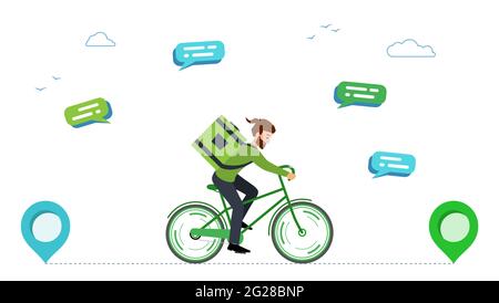 Concept de livraison de commandes en ligne à partir de magasins en ligne. Illustration de Vecteur