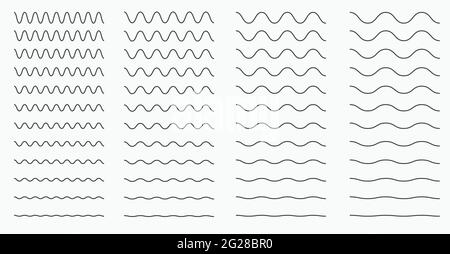 Courbes ondulées et lignes horizontales zigzag. Ensemble de vecteurs pour les éléments graphiques. Illustration de Vecteur