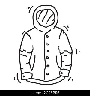 Randonnée aventure veste, voyage, camping. Main dessiné icône design, contour noir, doodle icône vecteur icône Illustration de Vecteur