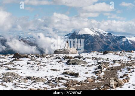 JASPE, CANADA - 03 octobre 2016 : vue depuis la montagne des siffleurs à Jasper, au sommet du tramway de Jasper Banque D'Images