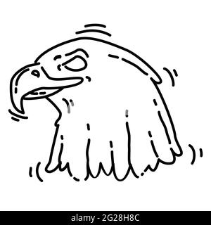 Randonnée aventure aigle, voyage, camping. Dessin à la main icône design, contour noir, icône de vecteur Doodle Illustration de Vecteur