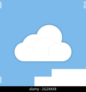 L'icône de nuage blanc est isolée sur un fond bleu Uni. Illustration vectorielle plate, EPS 10. Illustration de Vecteur
