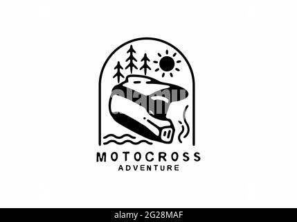 L'art de la ligne noire du motif d'aventure de motocross Illustration de Vecteur