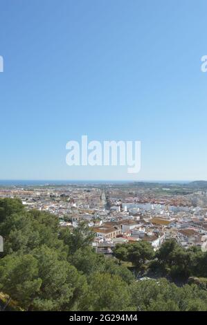 Vue sur la ville de Velez Malaga, depuis le monument de la Fortaleza, Velez Malaga, Costa del sol, Espagne Banque D'Images