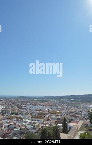 Velez Malaga ville, depuis le monument de la Fortaleza, Velez Malaga, Costa del sol, Espagne Banque D'Images